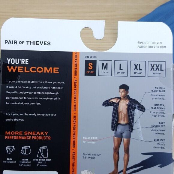 PAIR OF THIEVES Mens Boxer Briefs Small Blue Superfit Mesh Magic Stretch - Picture 4 of 5